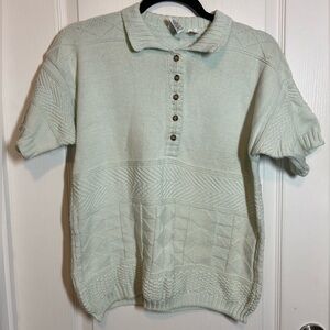 Women’s JG Hook Light Green Short-Sleeved Sweater - Size Medium - 100% Cotton